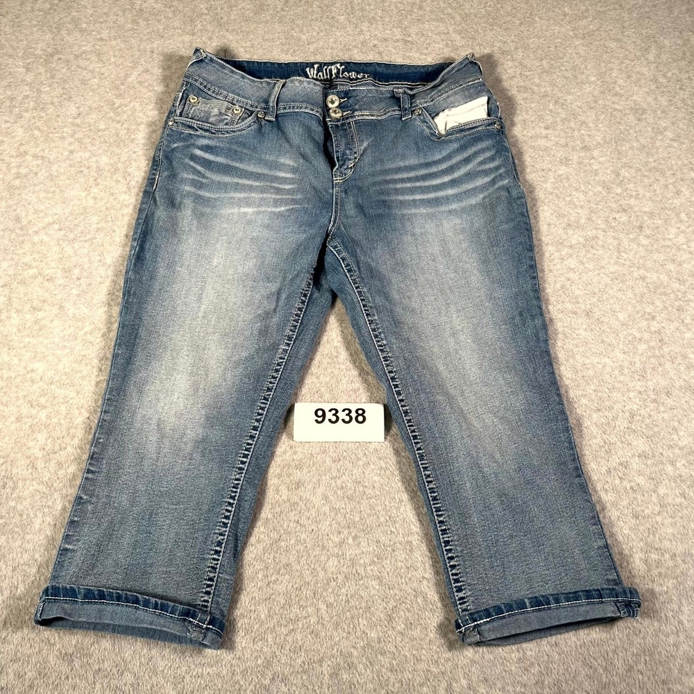 JMS Capri Jeans Womens 18W White Denim Cotton Stretch Light Wash Slit Hem